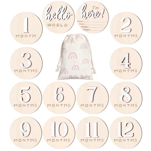 Baby Monthly Milestone Announcement Signs Wood,White,Number - color: White, style: Number