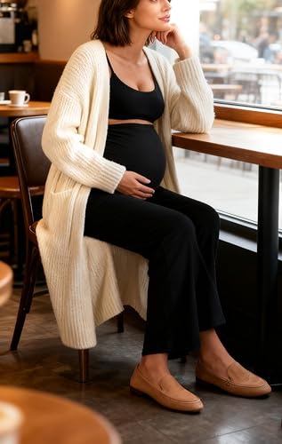 Sunzel Maternity Wide Leg Pants for Women, Over Belly Pregnancy Pants - size: Large