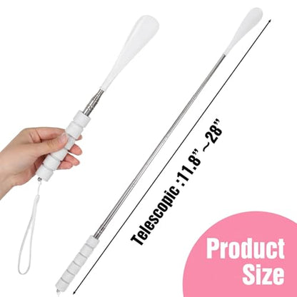 Ymapinc 2 Pack Shoe Horn Long Handle, Metal Telescopic Foldable Shoehorn - color: Black + Beige