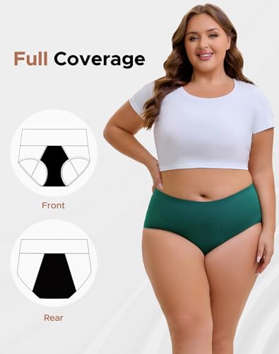 INNERSY Women's Plus Size Period Underwear High Waist Heavy Flow 3-Pack - color: Berry, size: 5X-Large