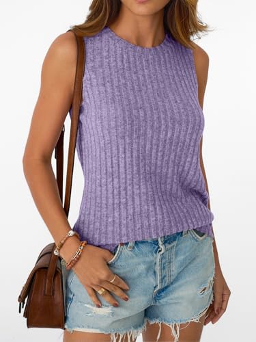 AUTOMET Womens Tank Tops Sleeveless Summer Basic Soft Clothes 2026 - color: Purple, size: XX-Large