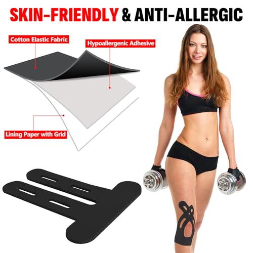 16 Pcs Black Kinesiology Tape for Knees, Knee Support Tape - color: Black