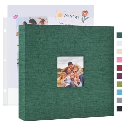 Mublalbum 12x12 Inch 3 Ring DIY Scrapbook Photo Album 40 Pages, Dark Green - color: Dark Green, size: 12x12 Inch 40 Pages