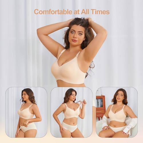 Nursing Bra for Breastfeeding,Maternity Bra Natural Shape,Nursing Sleep Bralette - color: Beige, size: Medium