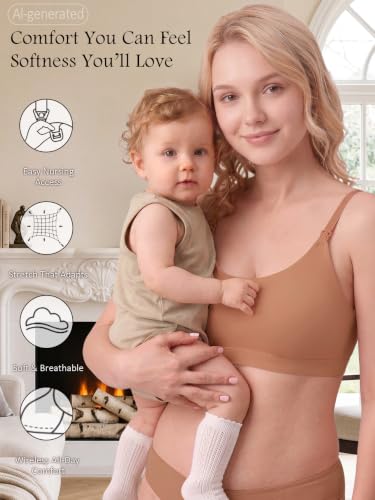 Nursing Bra for Breastfeeding Seamless Wireless Maternity Bra - color: Coffee, size: Medium