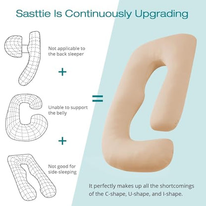 Cooling Pregnancy Pillows for Sleeping, 57'' Full Body Pillow, Beige - color: Beige, size: 57 Inch