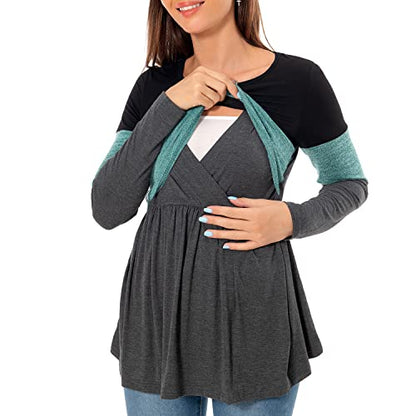 Bearsland Women’s Scoop Neck Nursing Top - color: Green, size: Large