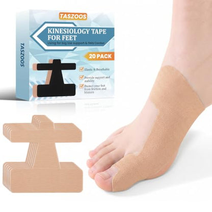 Kinesiology Tape for Toe Support, 20 Pcs Pre-Shaped Athletic Foot Tape - color: Beige