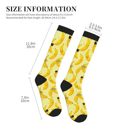 Crazy Fun Compression Socks, Unisex Knee High Support Socks - color: Banana