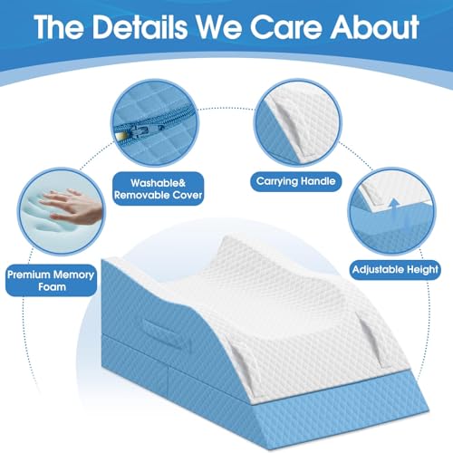 TranquilRelax Leg Elevation Pillows for After Surgery, Light Blue - color: Light Blue, size: Double Leg
