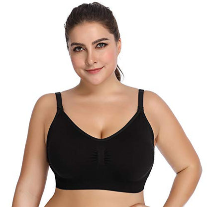 Womens Seamless Nursing Bra Sleeping Maternity Bralette for Breastfeeding Pack of 3 - color: 5pcak Black, size: Medium