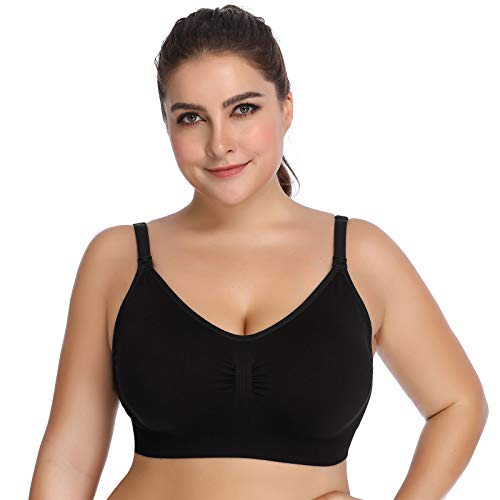 Womens Seamless Nursing Bra Sleeping Maternity Bralette for Breastfeeding Pack of 3 - color: Black, size: Small