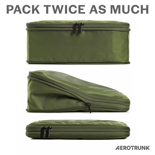 Aerotrunk Compression Packing Cubes for Travel, 4-Pack, Olive - color: Olive, size: 4-Pack