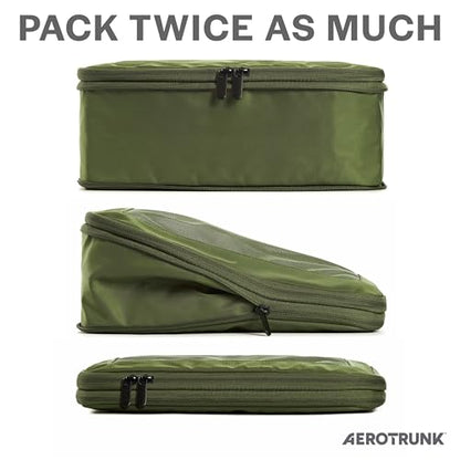Aerotrunk Compression Packing Cubes for Travel, 4-Pack, Olive - color: Olive, size: 4-Pack