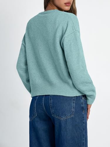 LILLUSORY Womens Lightweight Cardigan Cropped Knit Fall Cute Sweaters 2026 - color: Aqua, size: Small