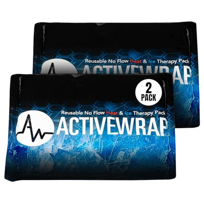 ActiveWrap Ultra Flex Ice & Heat Pack, Medium (6" x 9") – Gel Ice Packs Reusable for Ankle, Elbow & Neck, Hot & Cold Therapy, Flexible No-Flow Gel, Includes Nylon Protective Pouch (2 Count) - size: Medium (6" x 9")
