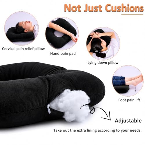 Hshbxd Donut Pillow, Tailbone Cushion for Wheelchair, Office and Travel - color: Black