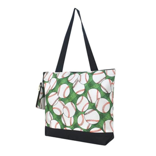 NGIL Medium Canvas Tote Bag with Coin Purse - color: Baseball Field- Black