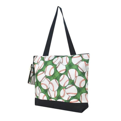 NGIL Medium Canvas Tote Bag with Coin Purse - color: Baseball Field- Black
