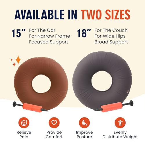Dr. Frederick's Original Inflatable Donut Pillow, 18 in, Gray - size: 18 Inches - Gray