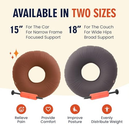 Dr. Frederick's Original Inflatable Donut Pillow, 18 in, Gray - size: 18 Inches - Gray
