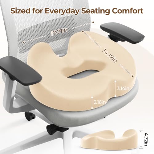 Donut Pillow Seat Cushion Memory Foam Lifting Cushions, Khaki - color: Khaki