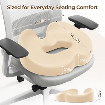 Donut Pillow Seat Cushion Memory Foam Lifting Cushions, Khaki - color: Khaki