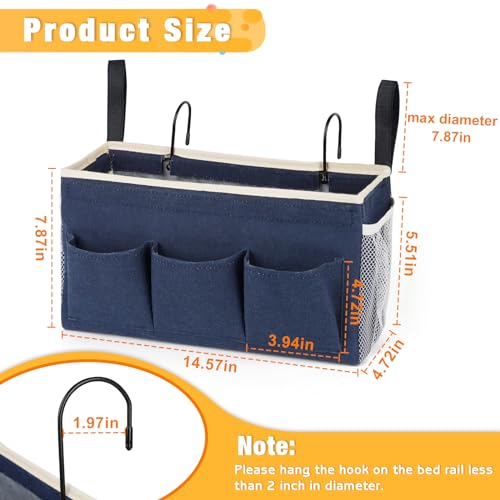 Lilithye Bedside Caddy, Bedside Storage Bag Hanging Organizer for Bunk Bed - color: 1pc Navy Blue