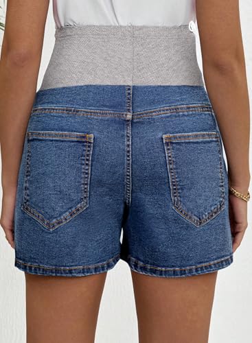 BLENCOT Maternity Jeans Over The Belly Pregnancy Clothes with Pockets - color: Sail Blue, size: Large