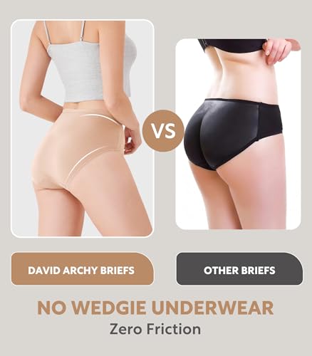 DAVID ARCHY Women's Bamboo Rayon Briefs, High-Waisted Underwear, 4/6 Pack - color: Light Skin / Black, size: Large