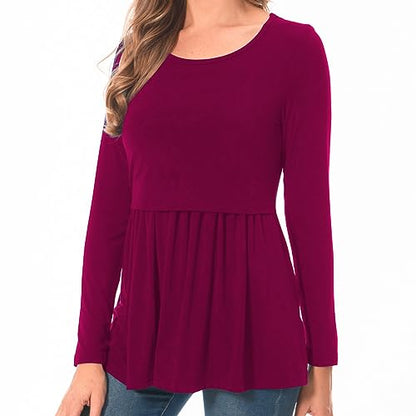 Bearsland Women’s Scoop Neck Nursing Top - color: Ajwine Red, size: Small