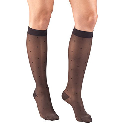 Truform Sheer Compression Stockings, 15-20 mmHg, Women's Knee High Length, Dot Pattern, Charcoal, Medium - color: Charcoal, size: Medium (1 Pair), style: Dot Pattern