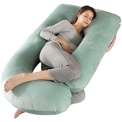 BATTOP Pregnancy Pillows for Sleeping- U Shaped Full Body Maternity Pillow, Pregnancy Pillow for Side Sleepers with Removable Cover, Supports Back, Hips, Belly & Legs (Light Green) - color: Light Green