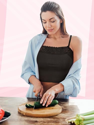 Bencailor 4 Pcs Lace Cami Top - color: Pink, Rose Red, Purple, Black, size: Medium