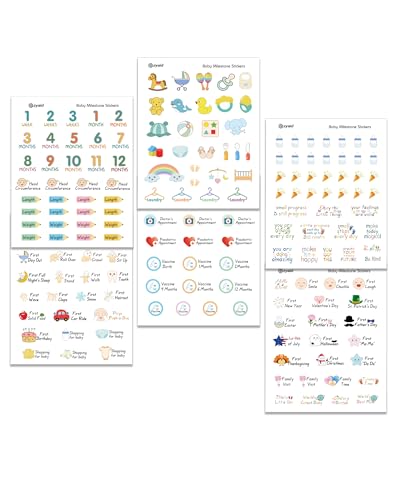 Ezyaid Baby Milestone Planner Stickers for First Year, 6 Sheets