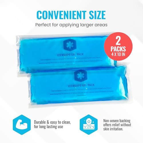 ICEWRAPS 4"x10" Flexible Large Gel Reusable Ice Packs, 2 Pack - Blue - size: 4"x10", style: Blue - 2Pack