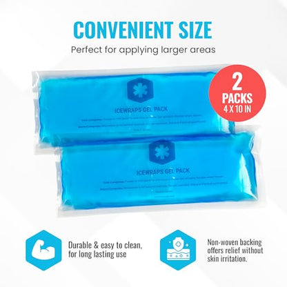 ICEWRAPS 4"x10" Flexible Large Gel Reusable Ice Packs, 2 Pack - Blue - size: 4"x10", style: Blue - 2Pack