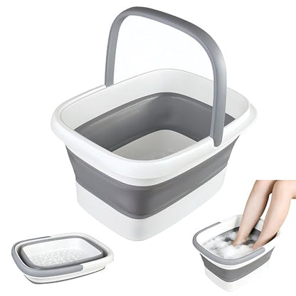 GIMWA Collapsible Foot Bath with Massage Nodes, 4 Gal Foot Soaking Tub - color: Gray