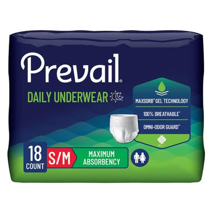 Prevail Daily Unisex Underwear Maximum Incontinence, Small, 18 ct - size: Small/Medium (18 Count)