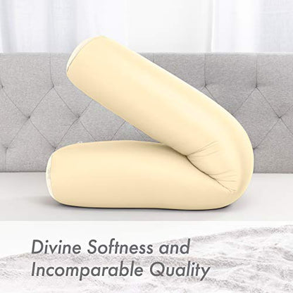 Microbead Body Pillow, Side Sleeping & Pregnancy, 48x8 in, Off White Creme - color: Off White Creme, size: Pillow & Cover