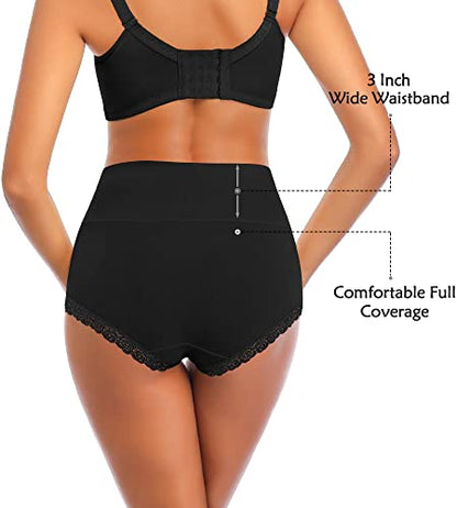 Women's Cotton Underwear,Ladies Soft Stretch Tummy Control Comfy No Muffin Panties Boyshorts - color: Black, size: Medium