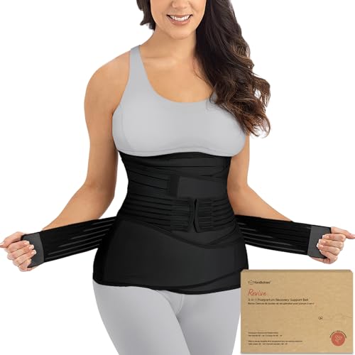 3 in 1 Postpartum Belly Support Recovery Wrap Band (Midnight Black, 2XL) - color: Midnight Black, size: 2XL, Waist 46"-55"