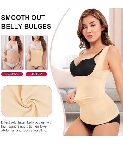 Gotoly Women's Waist Cincher Tummy Control Shapewear Compression Vest - color: Black/Beige 2pcs, size: Medium