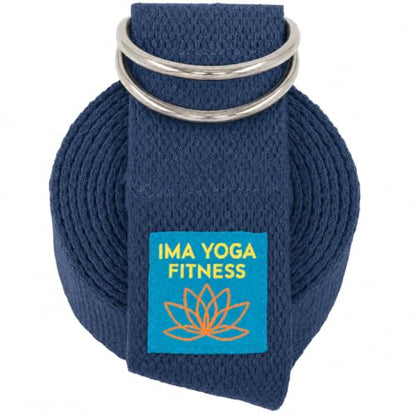 Extra-Wide 2 Inch Cotton Yoga Strap: Stretching, Physical Therapy, Exercise - color: Navy, size: 8 feet