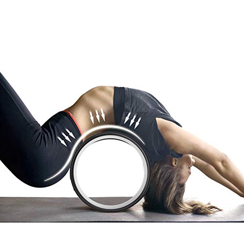 Cryfokt Yoga Wheel, High Density PU Roller for Back Pain Relief - color: Black inner ring