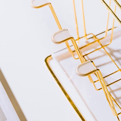 Metal Cup Drying Rack with 6 Hooks - color: Gold