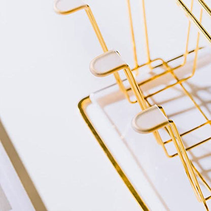 Metal Cup Drying Rack with 6 Hooks - color: Gold