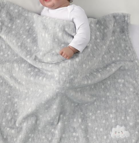CREVENT 2Pcs 30''X40'' Cute Cozy Fluffy Warm Baby Blankets for Infants Toddlers' Bedding Crib Cot Stroller - Grey Cloud - color: Cloud X2