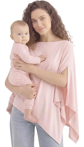 PATPAT Bamboo Viscose Nursing Cover, Breathable Poncho, Blush Pink - color: Blush Pink