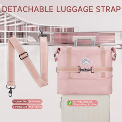 WALNEW Travel Duffel Bag, Weekender Overnight Bag for Women, Pink - color: Pink